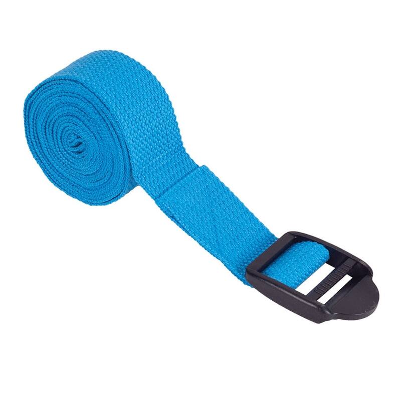 Power Systems Yoga Strap, Adjustable Cotton Blend Stretching Band with Durable PVC Buckle - Blue - 6ft