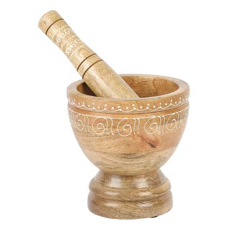 Cravings By Chrissy Teigen 5.5 Inch Mango Wood Mortar and Pestle Set - 5.5 in
