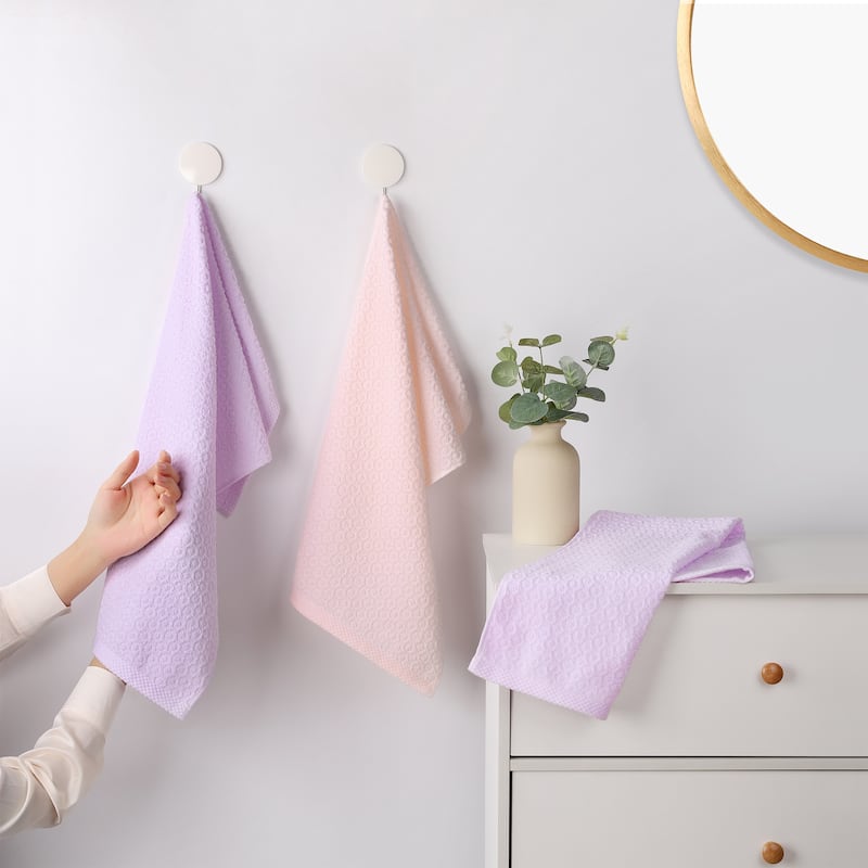 Solid Bathroom Hand Towels, 13" x 29" Cotton Hand Towel Set, Absorbent Soft Decorative Towels for Kitchen, Spa, Gym - Purple - 4 Pack