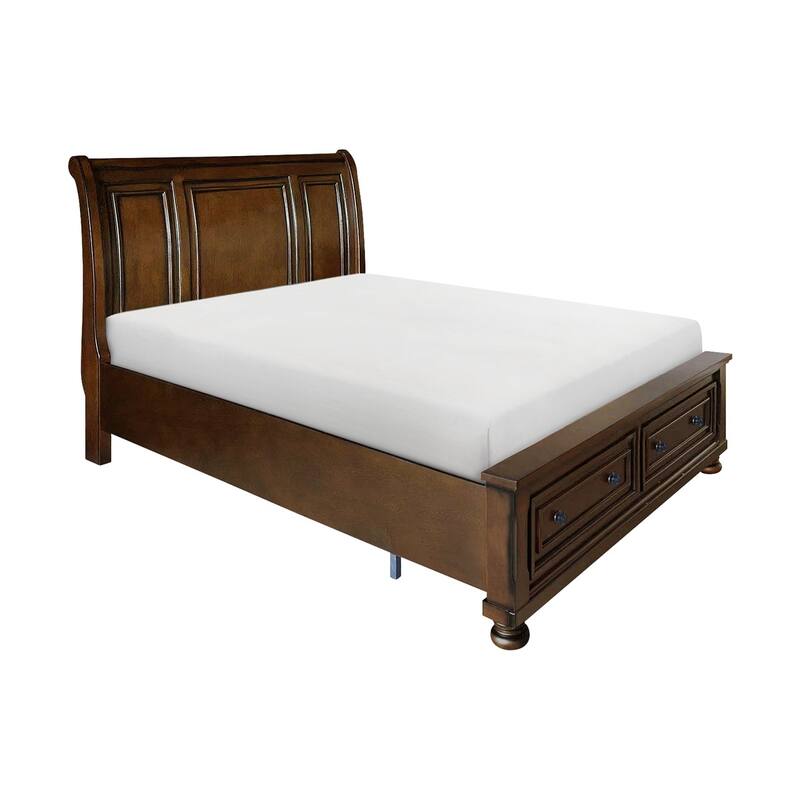 Chelsey Brown Cherry Storage Sleigh Platform Bed