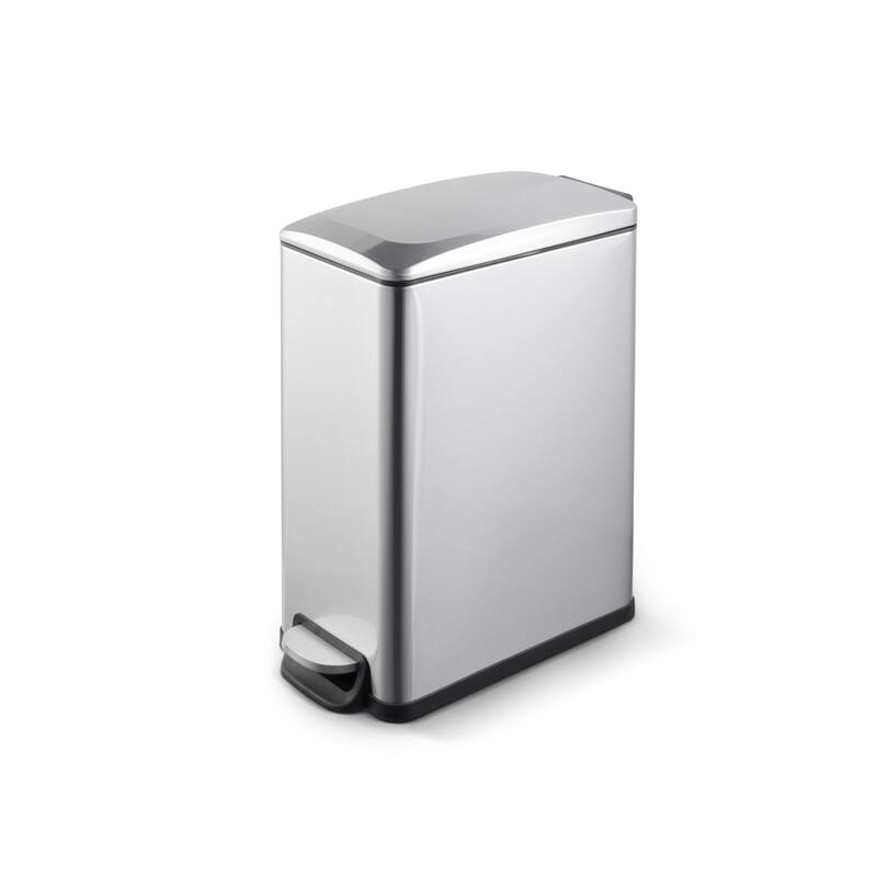 Innovaze 2.6 Gal./10 Liter Slim Stainless Steel Step-on Trash Can for Bathroom and Office - Silver