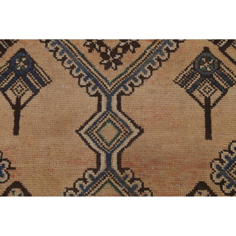 Geometric Bakhtiari Persian Vintage Rug Hand-Knotted Wool Carpet - 6'10"x 9'5"