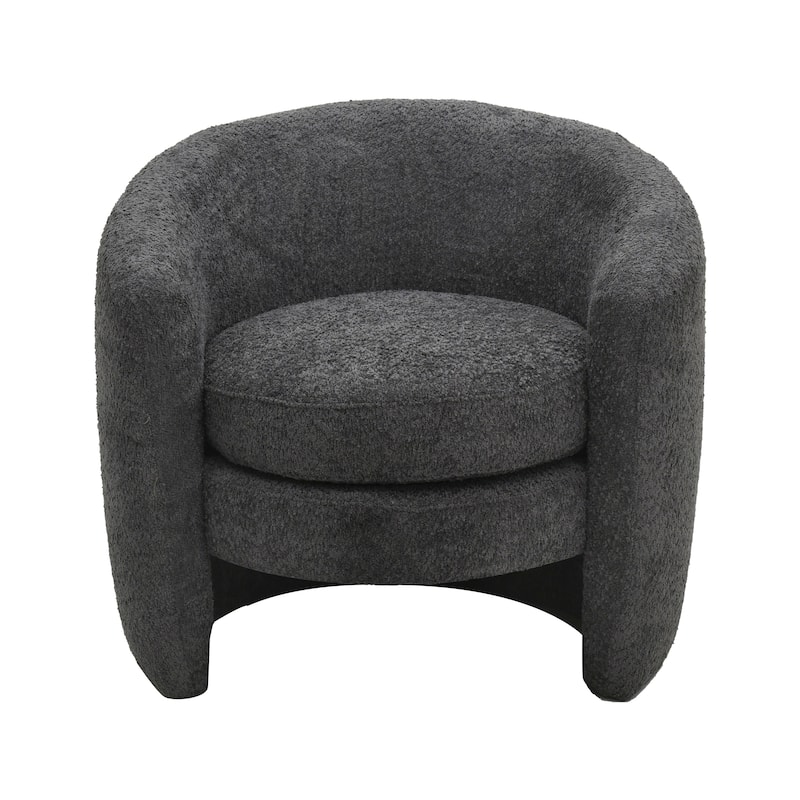 Modern Curved Back Upholstered Accent Chair, Soft Cozy Boucle Fabric, Comfortable Plush Seating, No Assembly Required