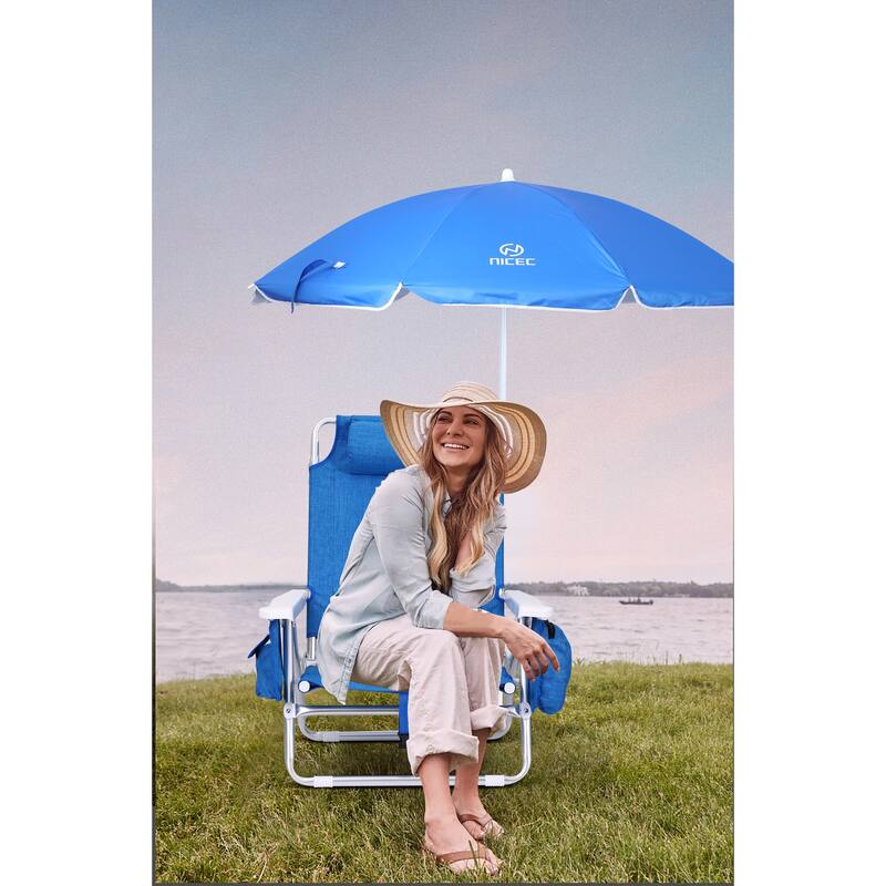 Backpack Beach Chair with Cooler and Umbrella, Cup Holder Outdoor, Ideal for Camping, BBQs, Travel, and Picnics