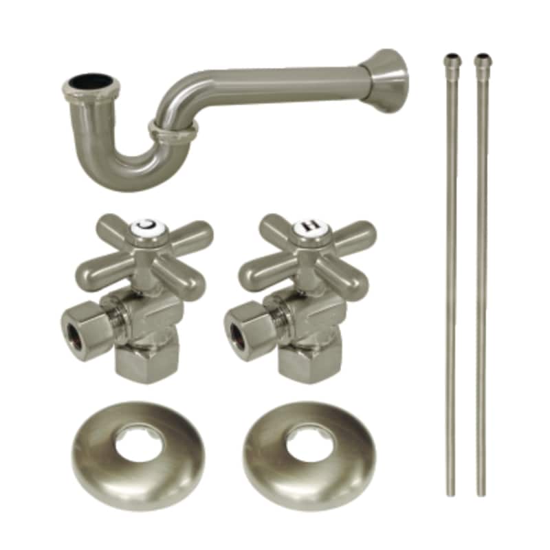 Gourmet Scape Plumbing Supply Kit with 1-1/2" P-Trap - 1/2" IPS Inlet x 3/8" Comp Oulet - Brushed Nickel