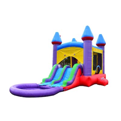 HeroKiddo Jelly Bean Castle Commercial Grade Bounce House & Water Slide Combo with Detachable Pool & Air Blower, Outdoor Fun