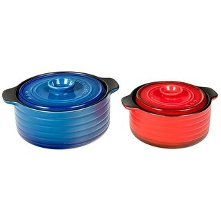 2 Pieces Ceramic Cookware Set with Lid and Insulated Handle