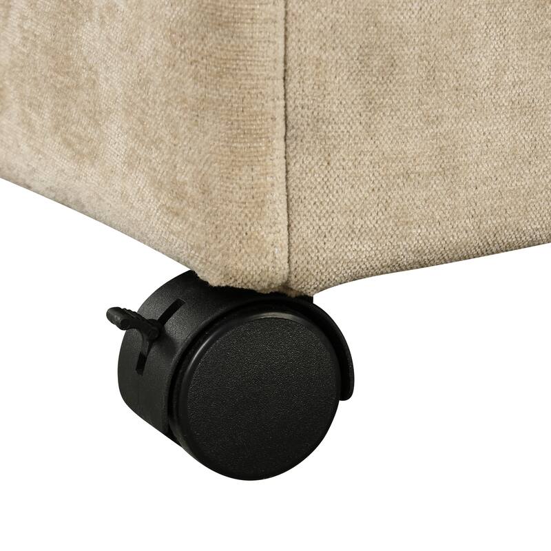 121.2" Chenille Modular Sofa Bed with Two Storage Racks, Free-Combined Design, and Smooth-Rolling Wheels