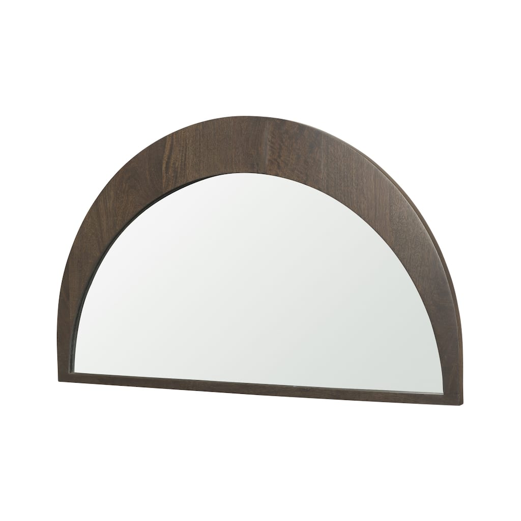 Celeste 36" x 22" Dark Brown Solid Wood Semi-Circular Mirror