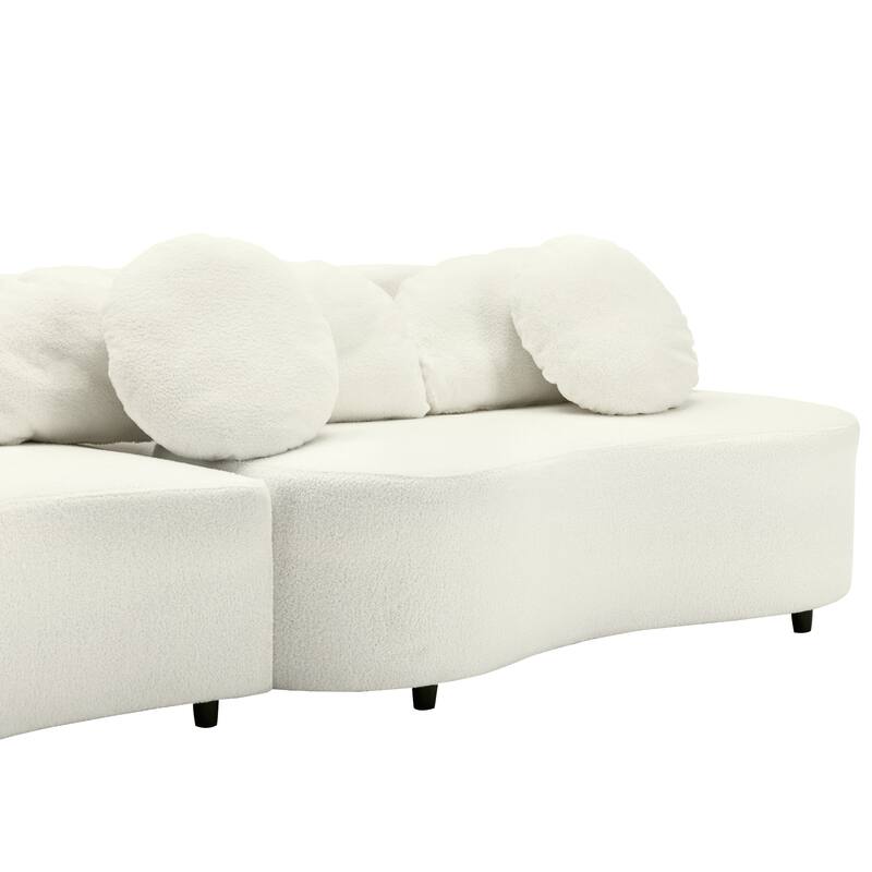 103.5" Lamb Velvet Armless Sofa with 6 Pillows and Floating Design