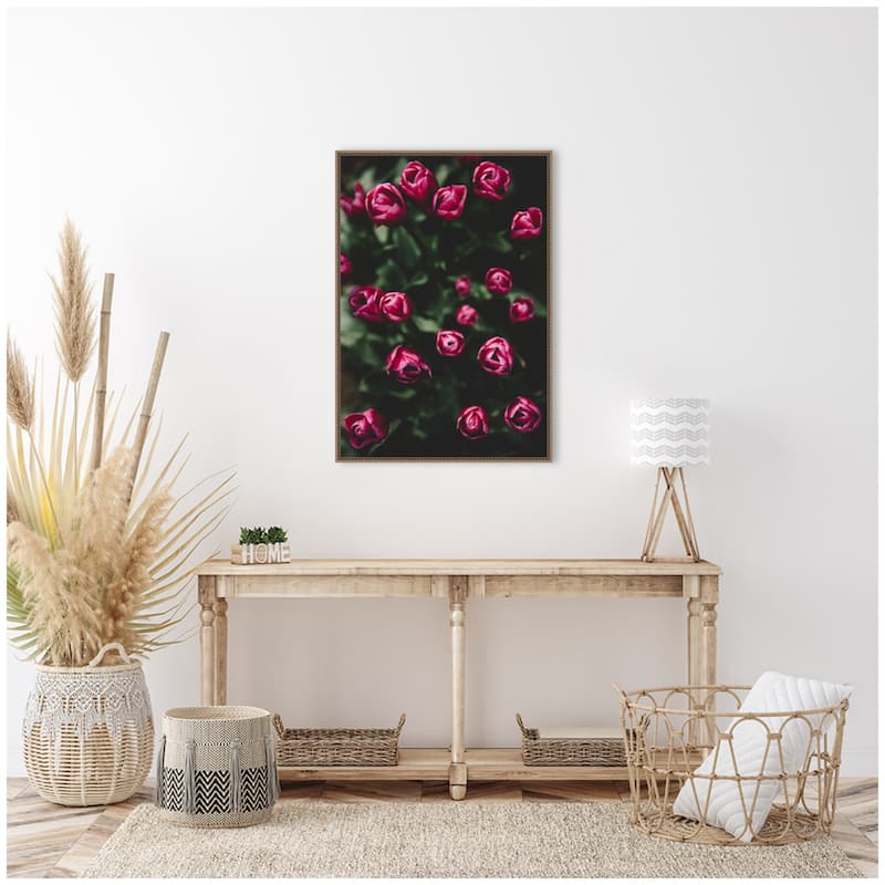 Kate and Laurel Sylvie Moody Dark Pink Tulips in Bloom Framed Canvas by Patricia Hasz of Patricia Rae Photography