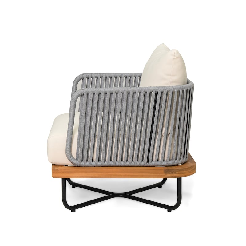 Christopher Knight Home - Emerson Coastal Acacia Wood Outdoor Chair with Cushions