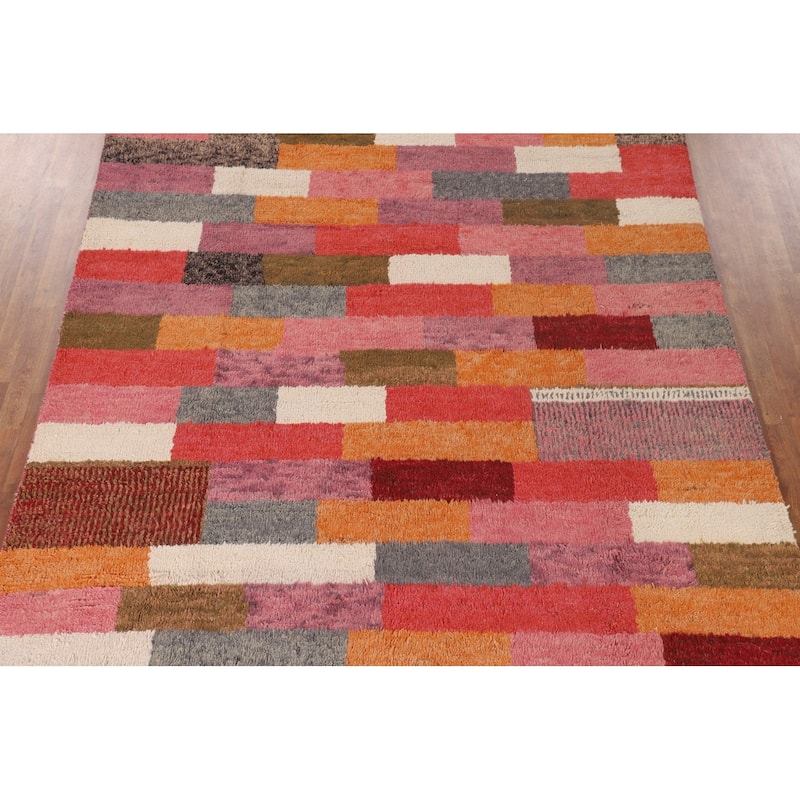 All-Over Plush Moroccan Area Rug Handmade Wool Carpet - 8'0" x 10'7"