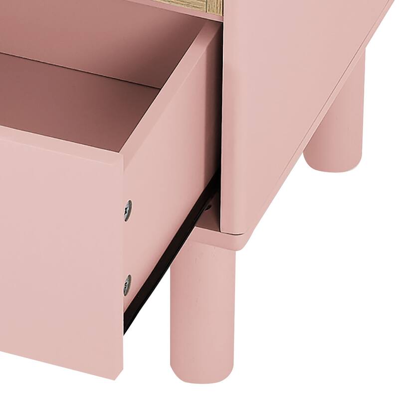 Modern Stylish Freestanding Nightstand with Leather Handle
