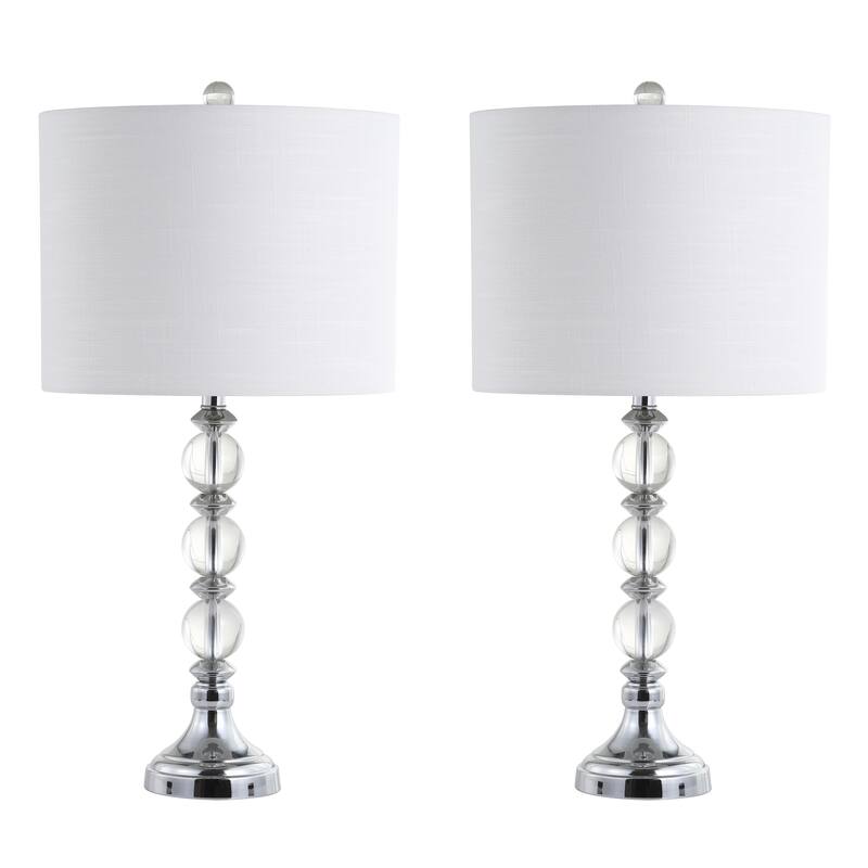 Richard 26" Crystal/Metal LED Table Lamp, Clear/Chrome (Set of 2) by JONATHAN Y