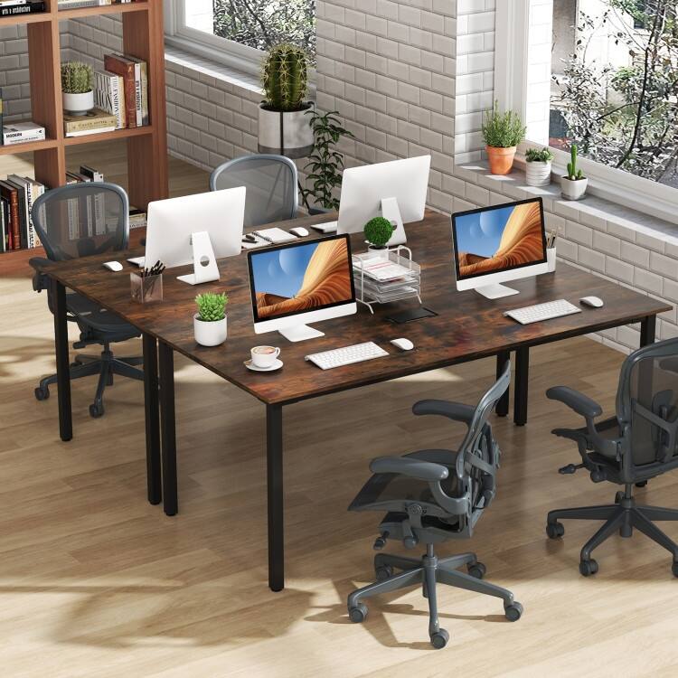 Rustic Brown 6FT Conference Table with Cable Grommet 8-10 Person Meeting Room Table