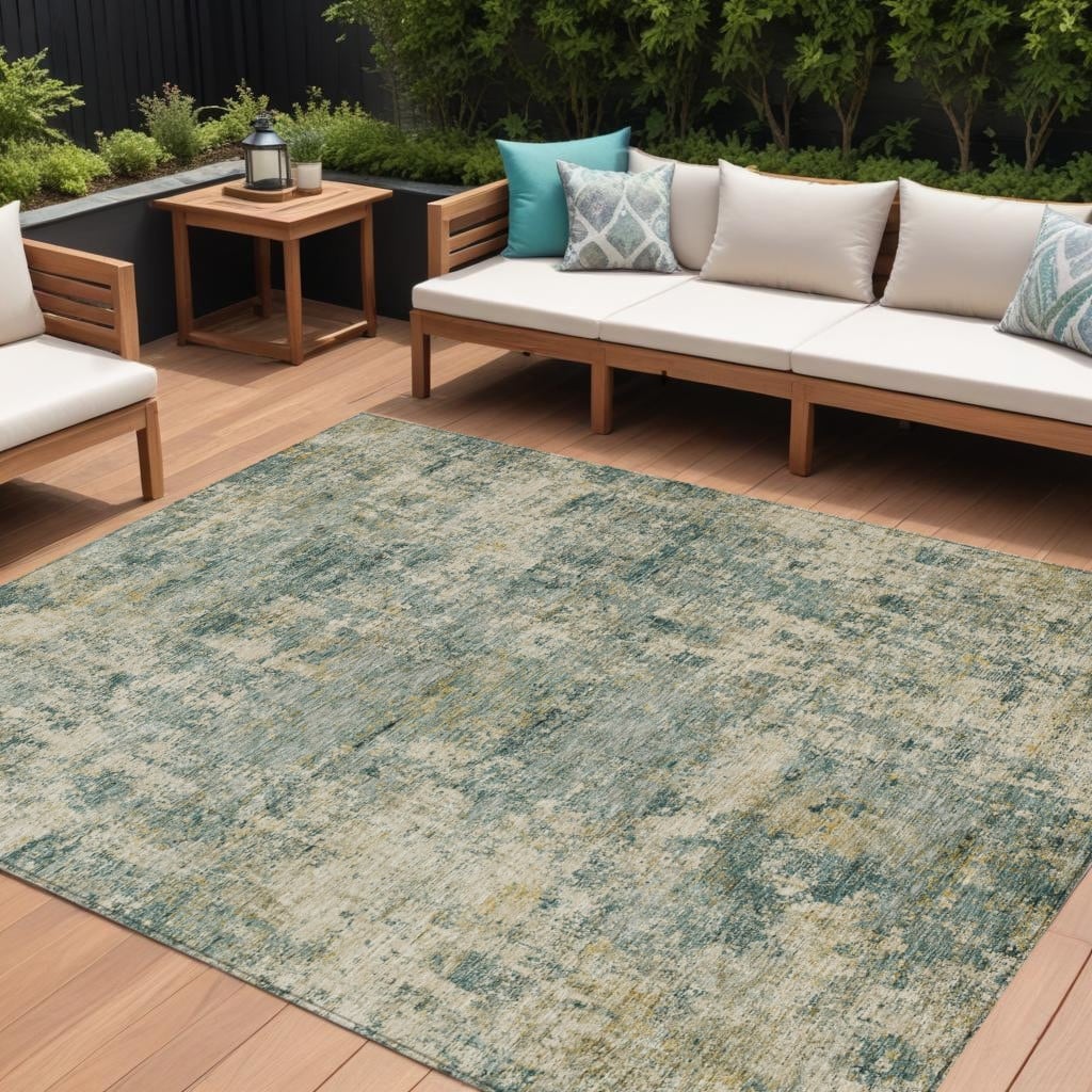 HomeRoots Abstract Transitional Rectangle Outdoor Rug