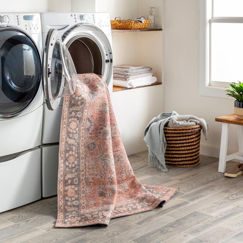 Livabliss Thea Persian Floral Printed Machine Washable Area Rug
