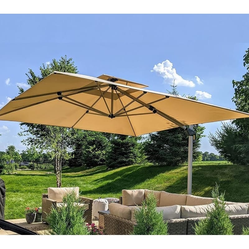 PURPLE LEAF 11ft Square Patio Cantilever Umbrella with Base Included