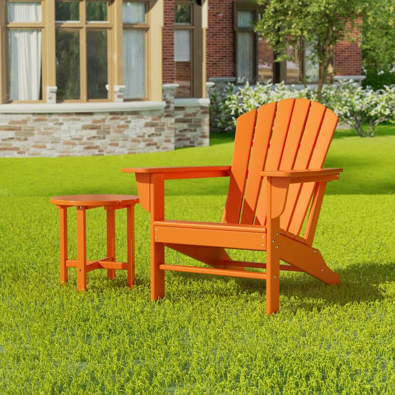 Altura Outdoor Eco-Friendly All Weather Adirondack Chair with Side Table (2-Piece Set)