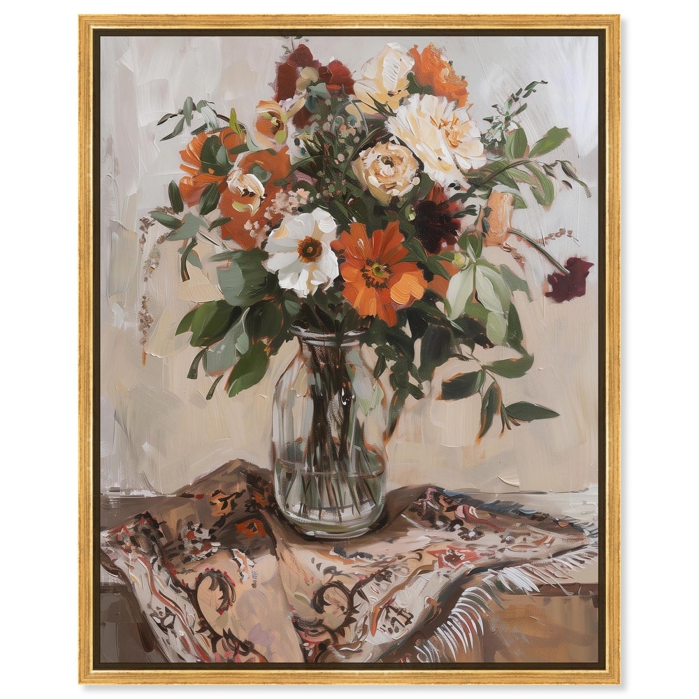 Delicate Glass Vase and Flowers Canvas by Art Remedy