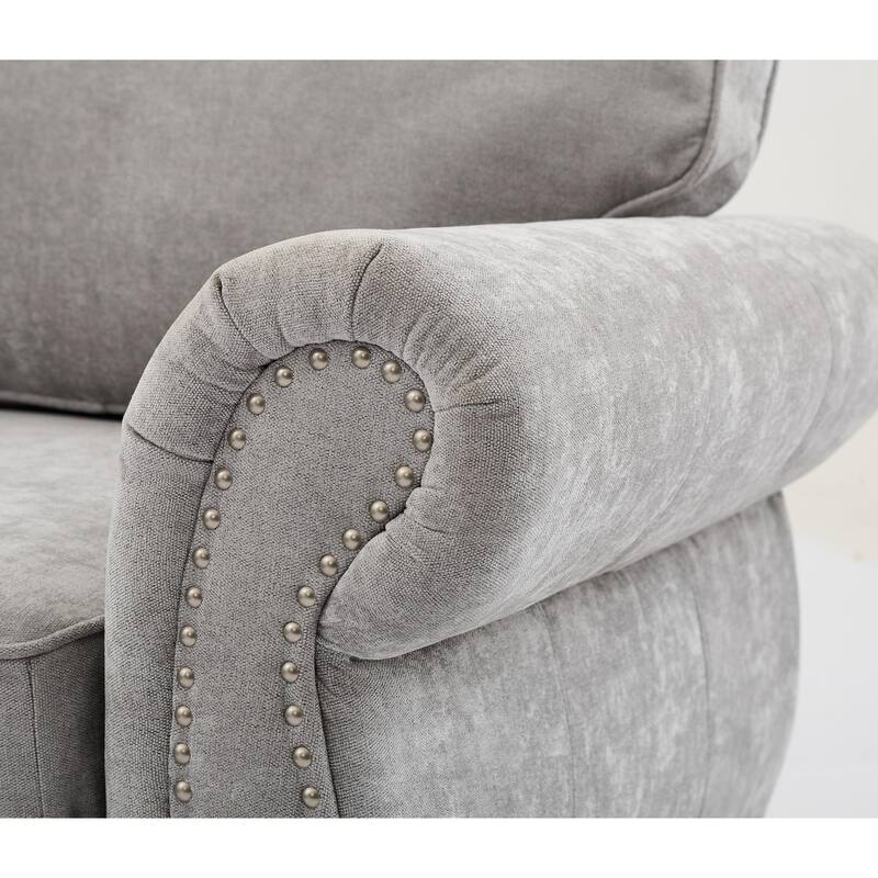 109.5" Chenille 6-Seater L-Shaped Sofa with Rolled Armrests