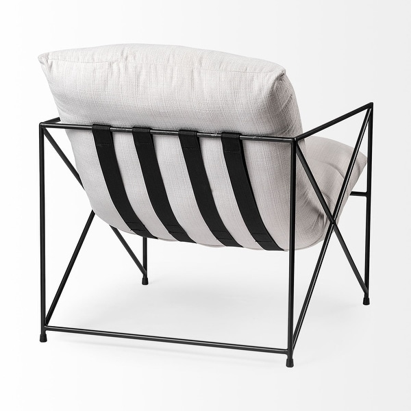 Leonidas Cream Upholstered Padded Seat and Black Metal Frame
