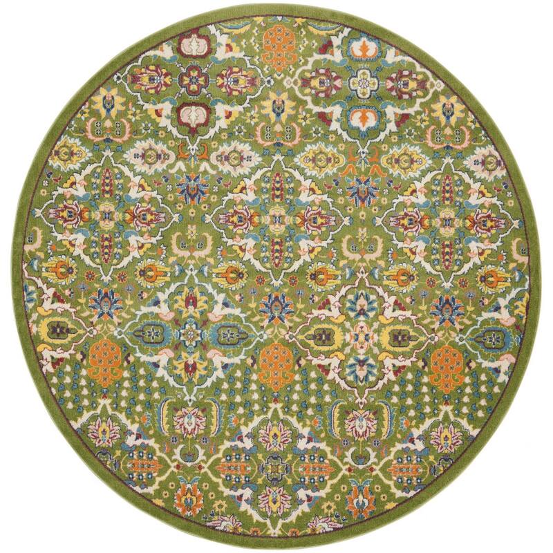 Sazi Power Loomed Geometric Floral Area Rug By HomeRoots - 8' Round