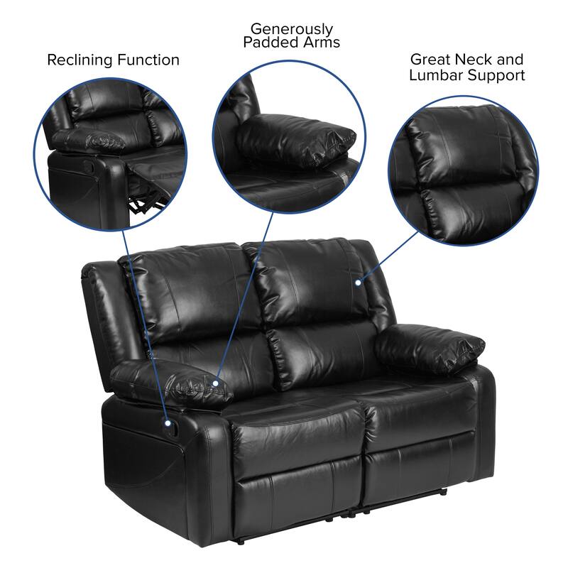Contemporary Upholstered Recliner Loveseat with Headrests and Armrests - 56"W x 35" - 64"D x 38"H