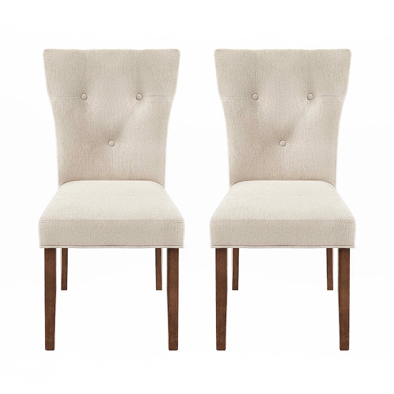 Dining Chairs Set of 2, Upholstered Kitchen & Dining Room Chairs - Cream