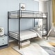 preview thumbnail 9 of 16, Twin over Twin Metal Bunk Bed with Guardrails & Ladder