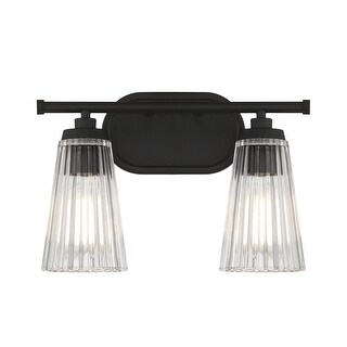 Savoy House Chantilly 2-Light Bathroom Vanity Light with Clear Fluted Glass Shades (14" W x 10"H)