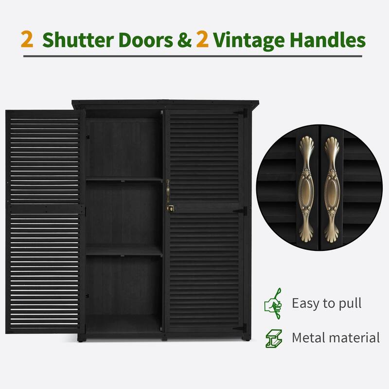 MCombo Outdoor Storage Cabinet Shed, Shuttered Doors with Lock, Wooden 0709 / 0808 / 1900