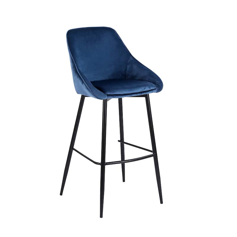 Porthos Home Ugo Bar Stools Set of 2, Velvet Upholstery, Iron Legs