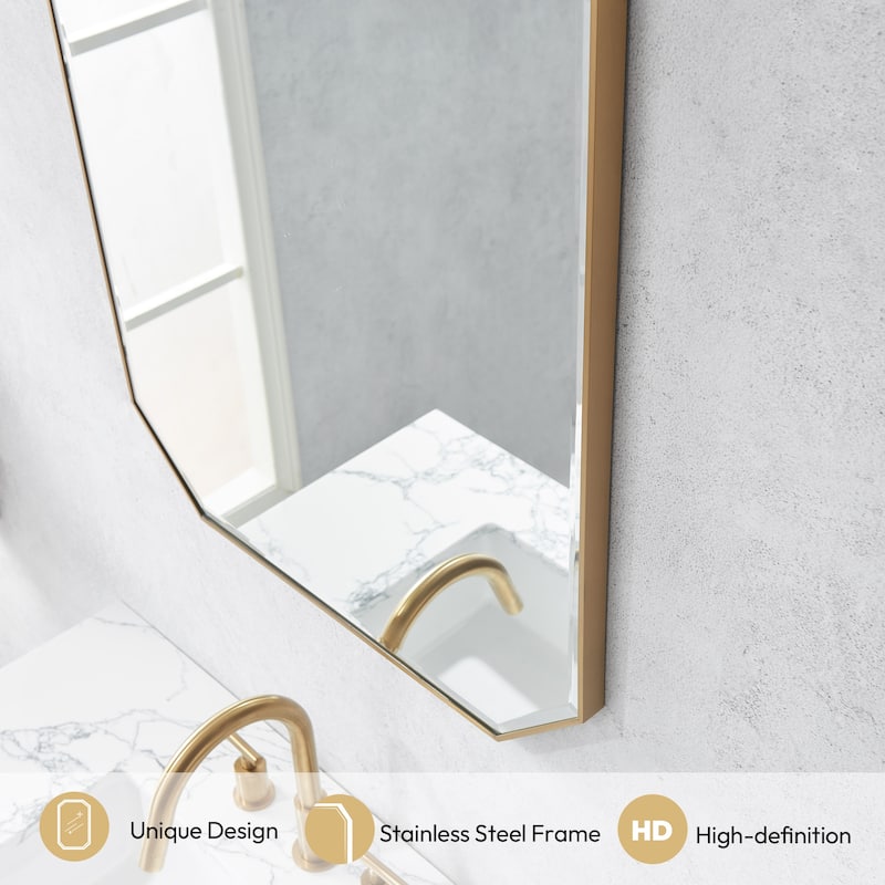 Sabadell Octagon Stainless Steel Framed Wall Mirror