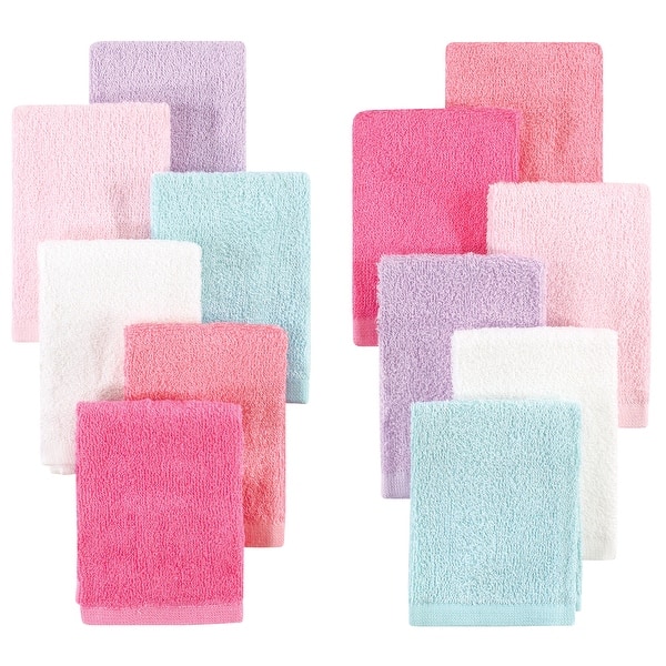 slide 1 of 1, Hudson Baby Infant Girl Rayon from Bamboo Woven Washcloths 12pk, Pink Lilac, One Size - Pink Lilac - One Size One Size - Pink Lilac