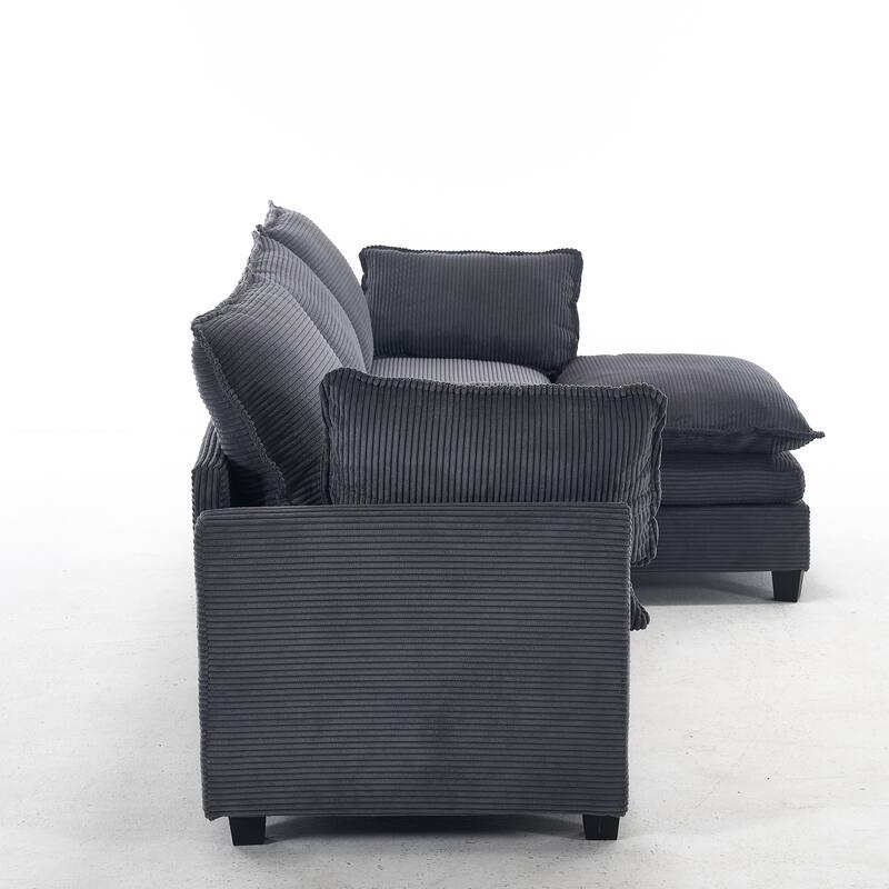 New Modular U-Shaped Velvet Sofa with Ottoman and Pillows for Living Room
