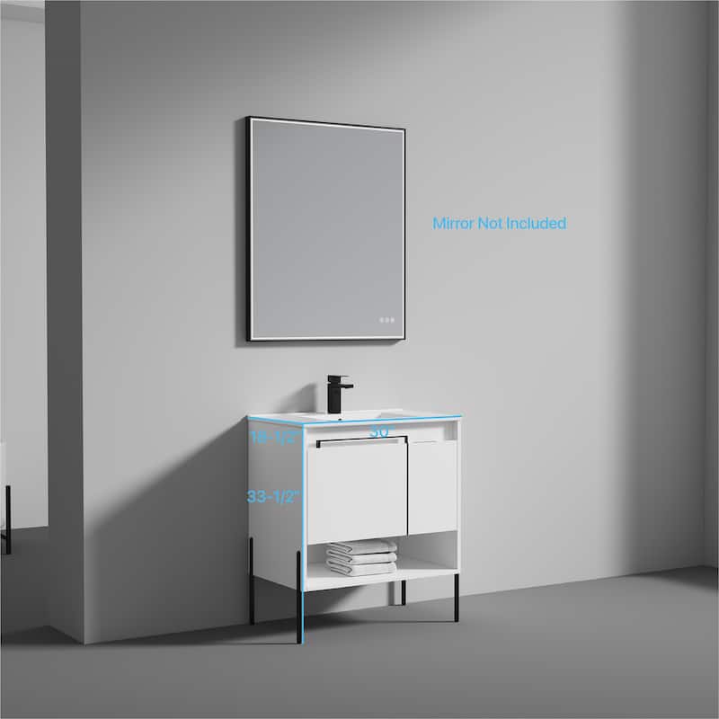 Blossom Turin 30 Inch Freestanding Bathroom Vanity with Ceramic Sink