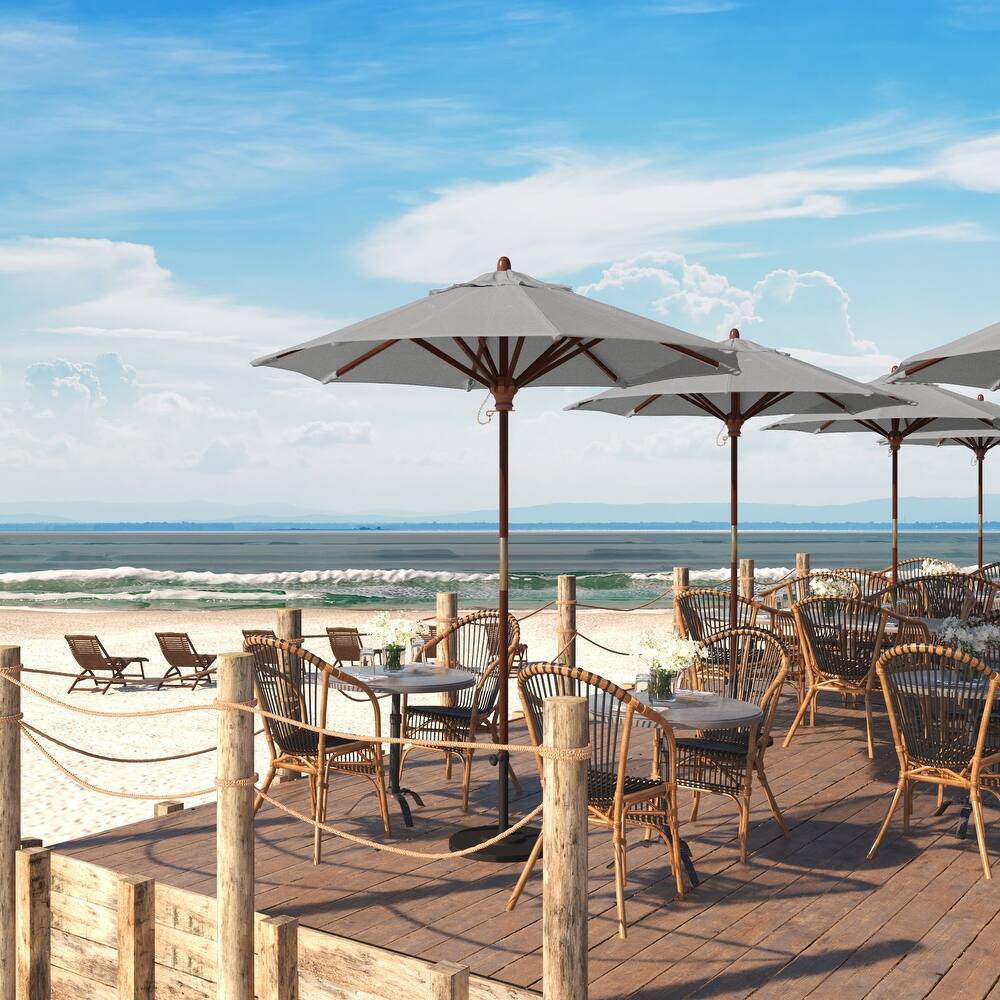 Port Lavaca 7.5ft Round Sunbrella Wooden Patio Umbrella by Havenside Home, Base Not Included