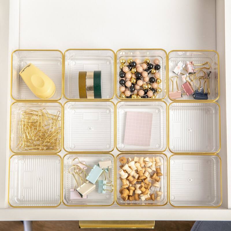 Flash Furniture BE-PB9052-G-12-MS Kerry 2" Tall Office Organizer Set - Clear / Gold