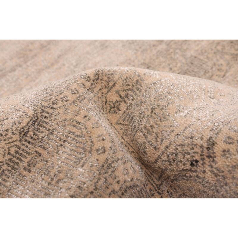 ECARPETGALLERY Hand-knotted Heritage Tan Silk, Wool Rug - 2'6 x 10'2