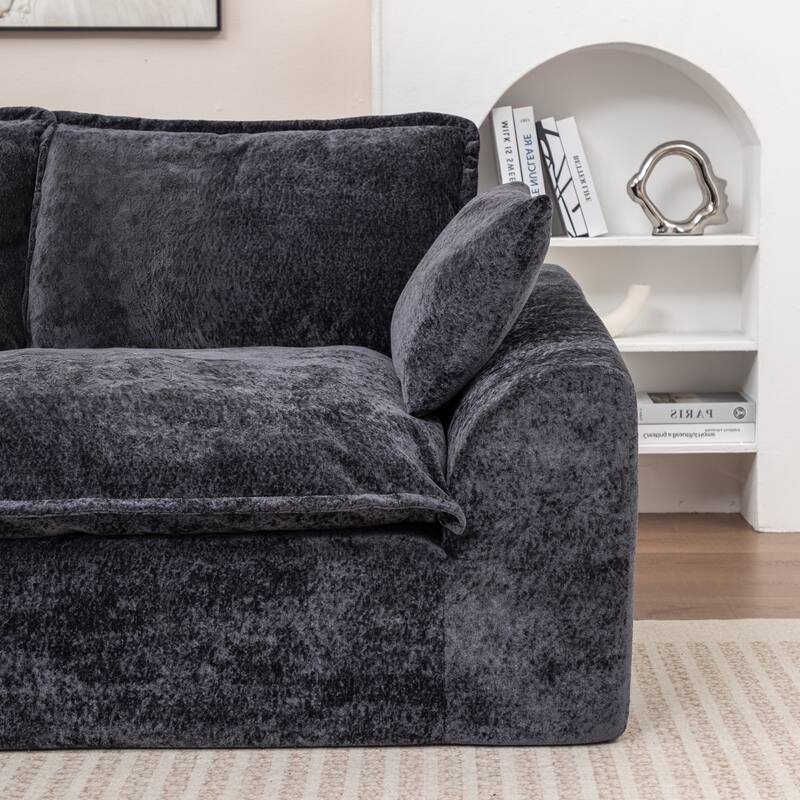 Modular Cloud Sectional Couch with L-Shape Chaise, Chenille Upholstered Boneless Sofa, Compressed Deep Seat Sofa with Pillows