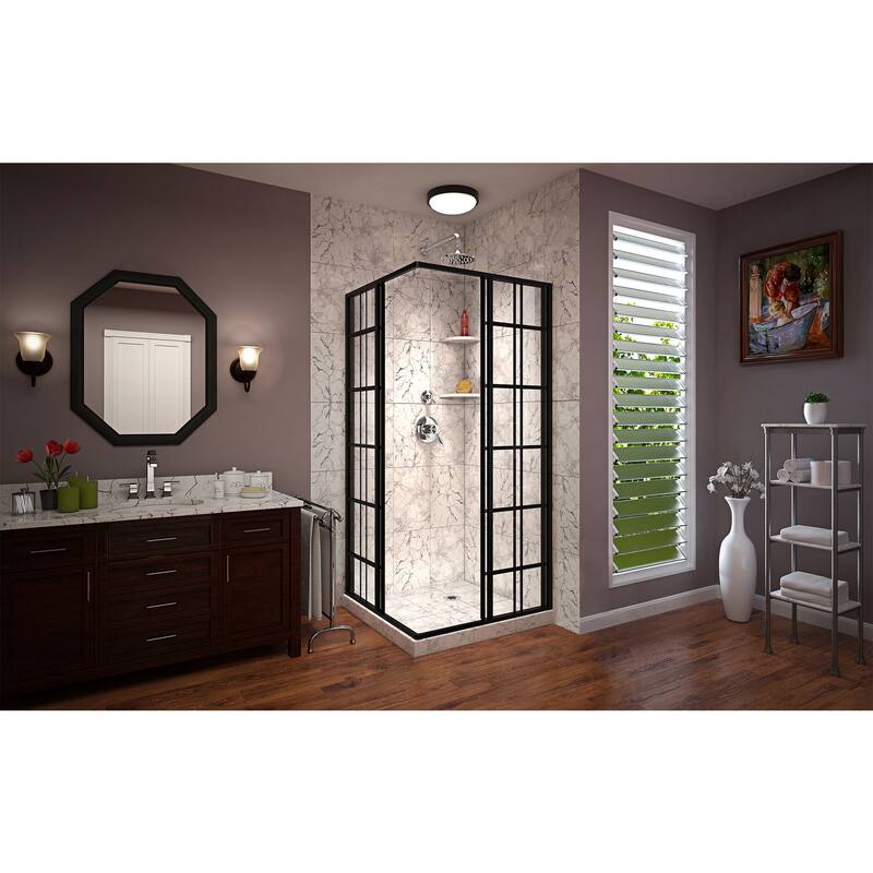 DreamLine French Corner 40 1/2 in. D x 40 1/2 in. W x 72 in. H Framed Sliding Shower Enclosure - 40.44" x 40.44"