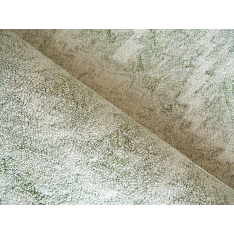 Bargello Light Green New Zealand Wool hand-tufted Area Rug