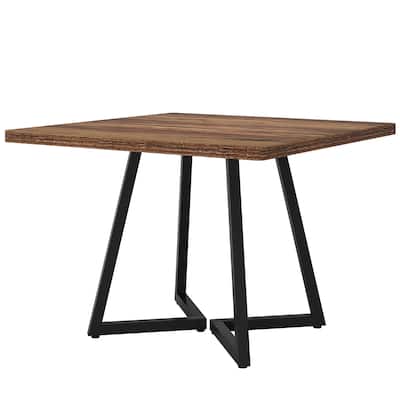 31.5" Square Dining Table for 2-4, Industrial Kitchen Table with Black Metal Frame, Small Space Dining Room Table (Table only)