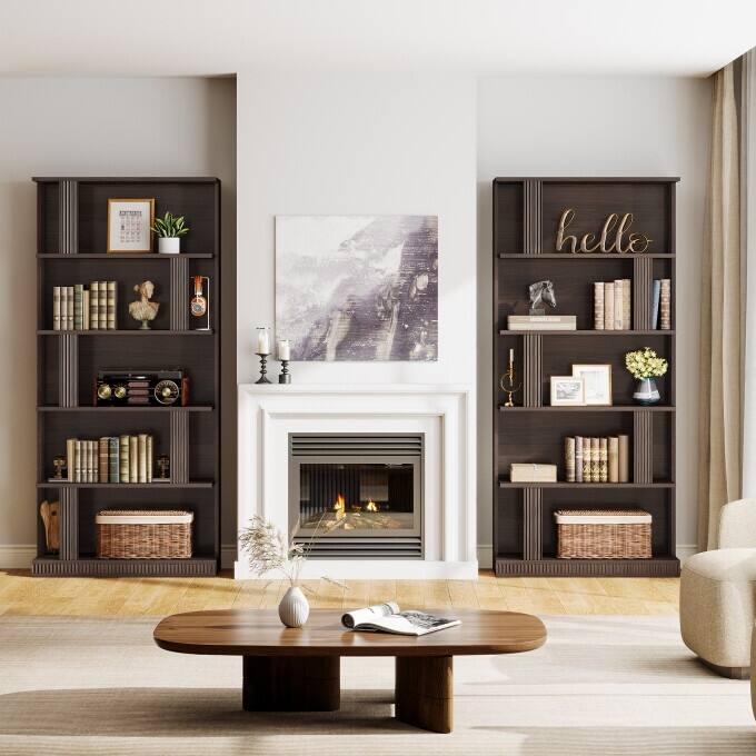 70-Inch Tall Storage Bookshelf, 5-Tier Modern Black Bookcase