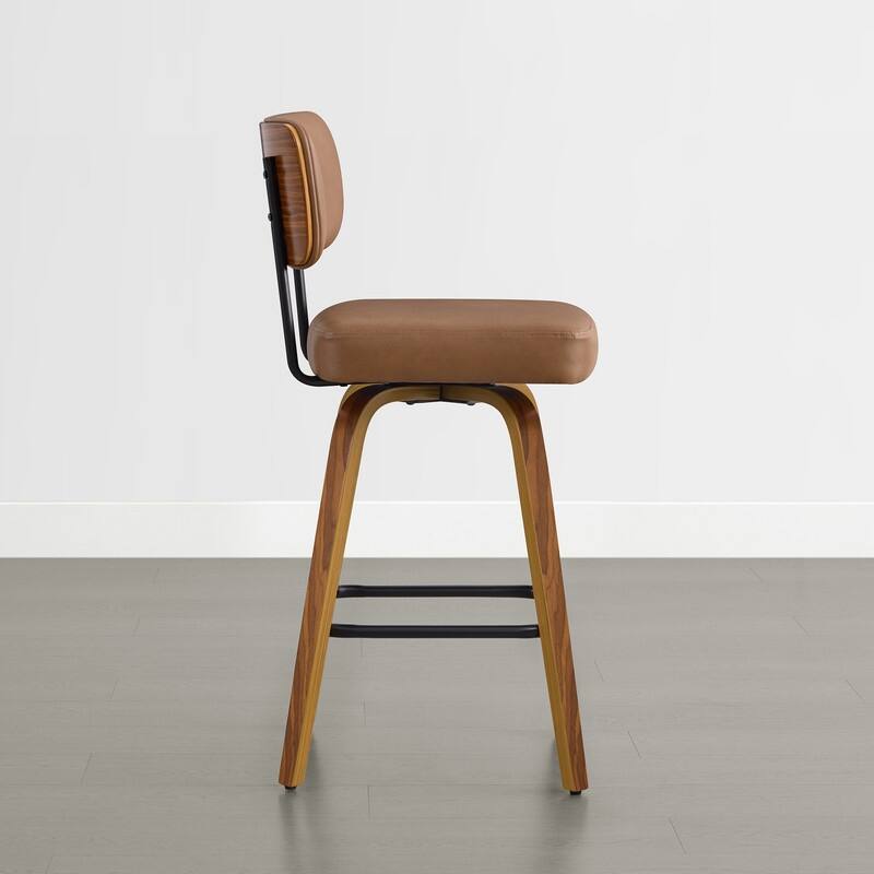 Spruce & Spring 26" Swivel Bar Stool with Bentwood Back or PE Rattan Back