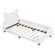 preview thumbnail 18 of 22, Teddy Fleece Twin Size Upholstered Daybed w/ Ears Shaped Headboard