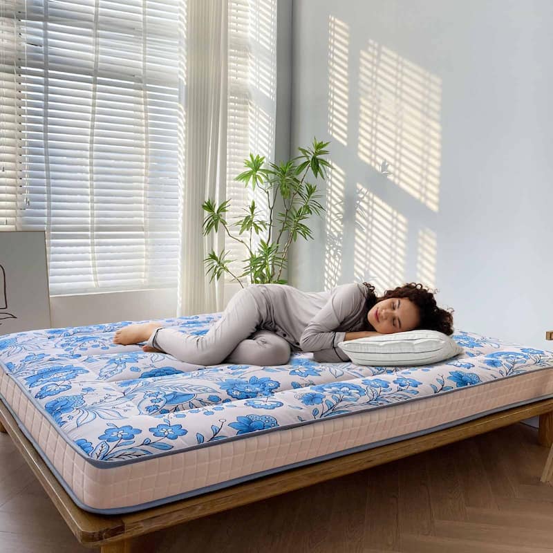 6-inch Thick Floral Pattern Floor Bed Futon Mattress