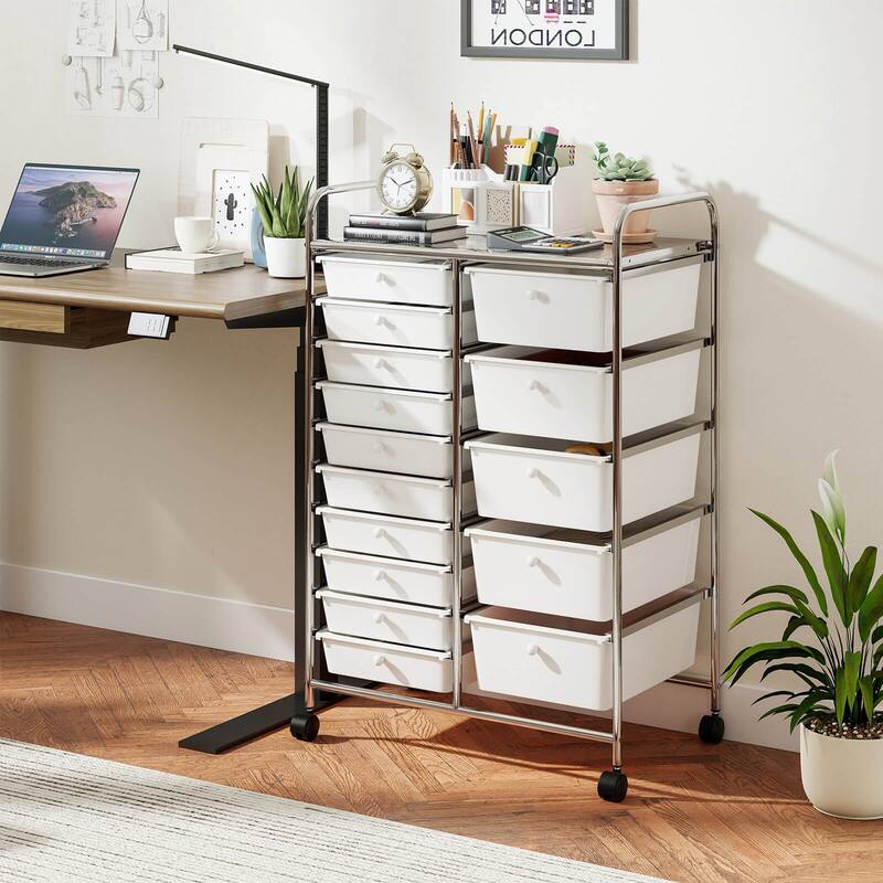 Costway 15-Drawer Trolley with Chrome Plated Metal Frame & Lockable - See Details